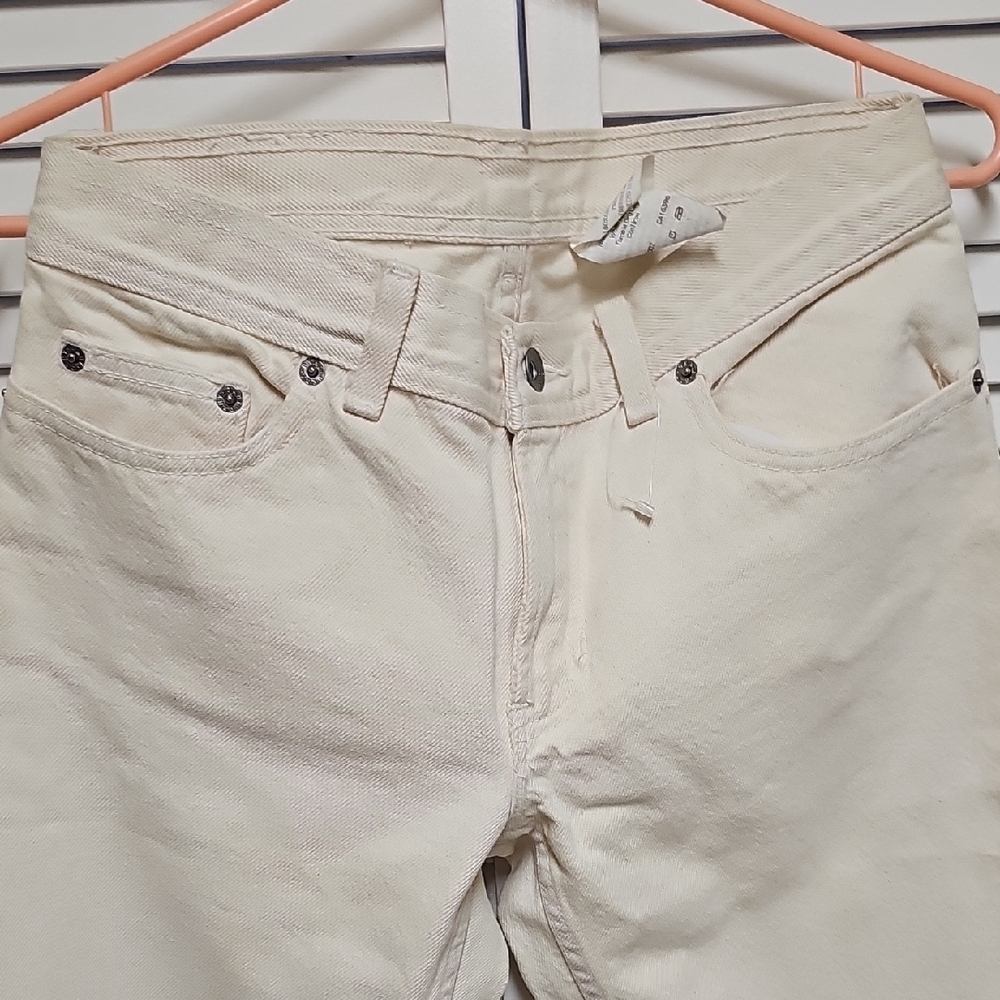 NWOT Vintage DKNY Cream Women's Slim Jeans 100% Cotton Open Calf/Split Leg Sz 6 - Picture 14 of 15